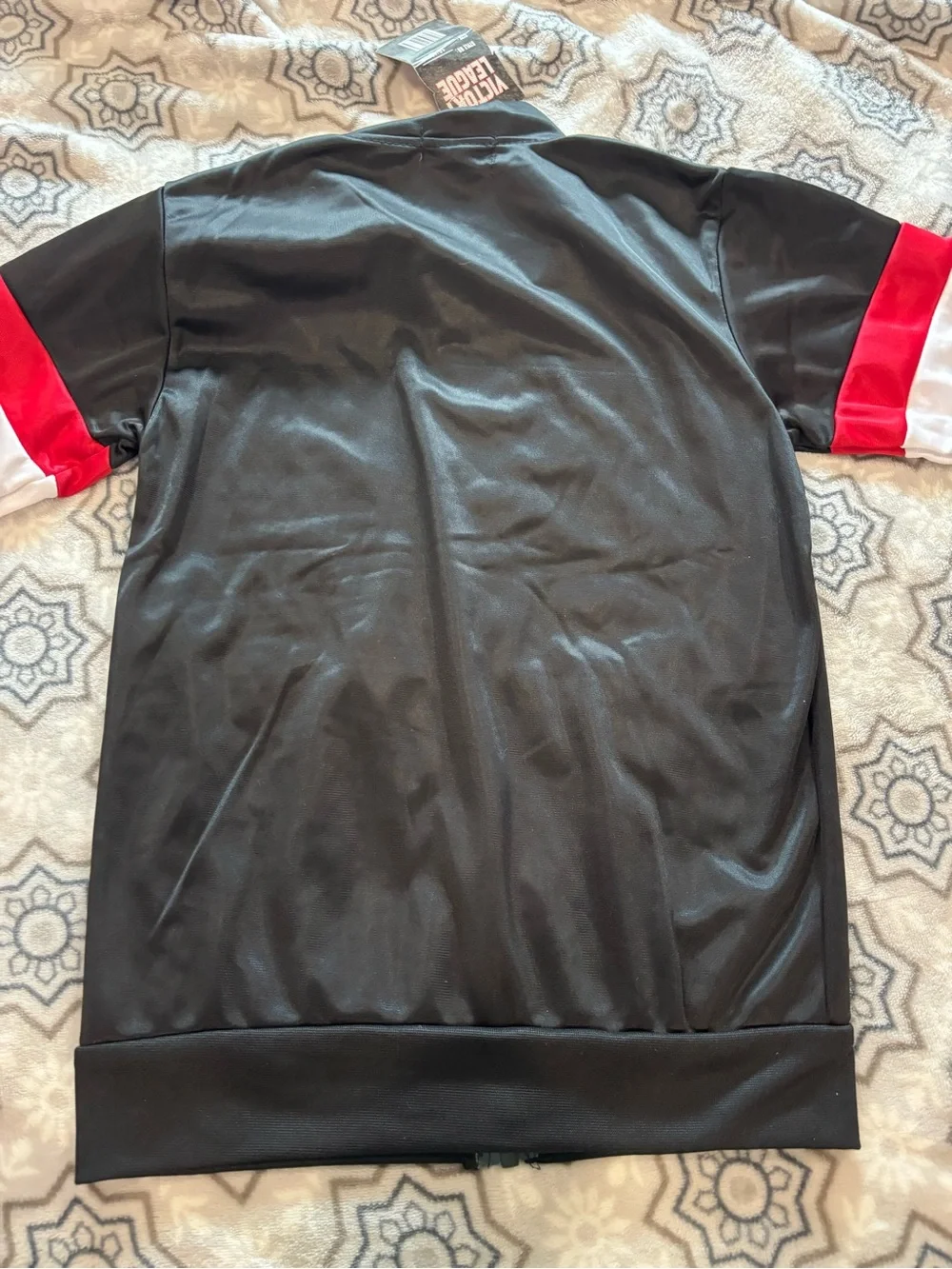 Victor League Black Track Jacket with Red & White Stripes